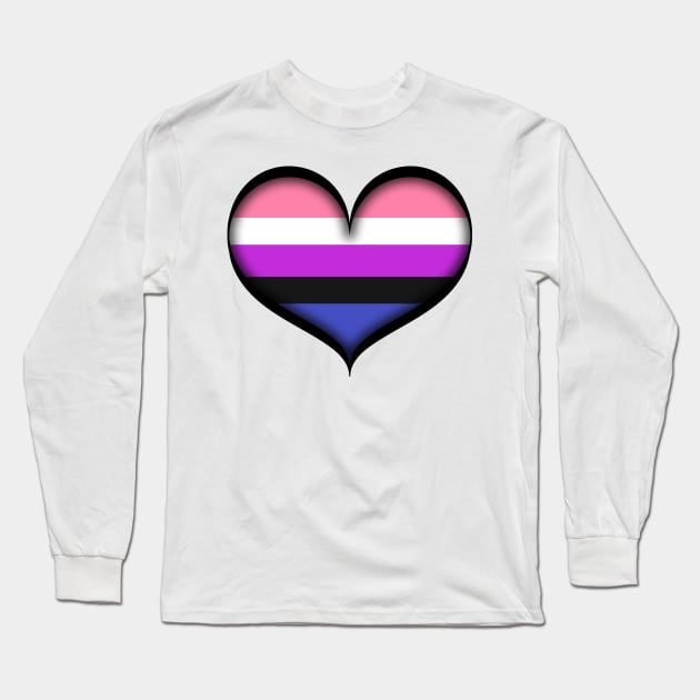 Large Vector Heart in Gender Fluid Pride Flag Colors Long Sleeve T-Shirt by LiveLoudGraphics